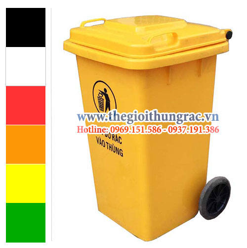 thung rac 100L mau vang Thùng rác dung tích 100 lít màu vàng