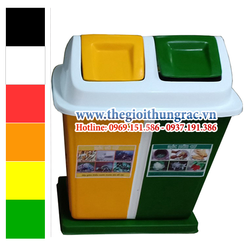 thung rac 2 ngan composite 60 lit x 2 Thùng rác 2 ngăn phân loại rác composite dung tích 60 lít
