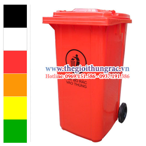 thung rac 240 lit mau do Thùng rác dung tích 240 lít màu đỏ