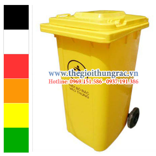 thung rac 240 lit mau vang Thùng rác dung tích 240 lít màu vàng