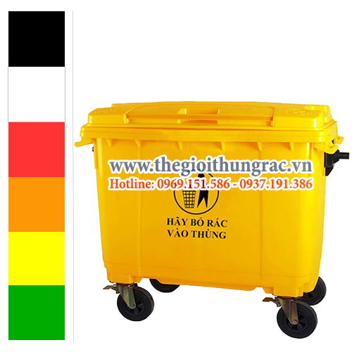 thung rac 660L mau vang Thùng rác dung tích 660 lít màu vàng