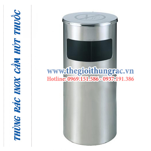 thung rac inox tron cam hut thuoc Thùng rác inox dạng tròn cắm hút thuốc